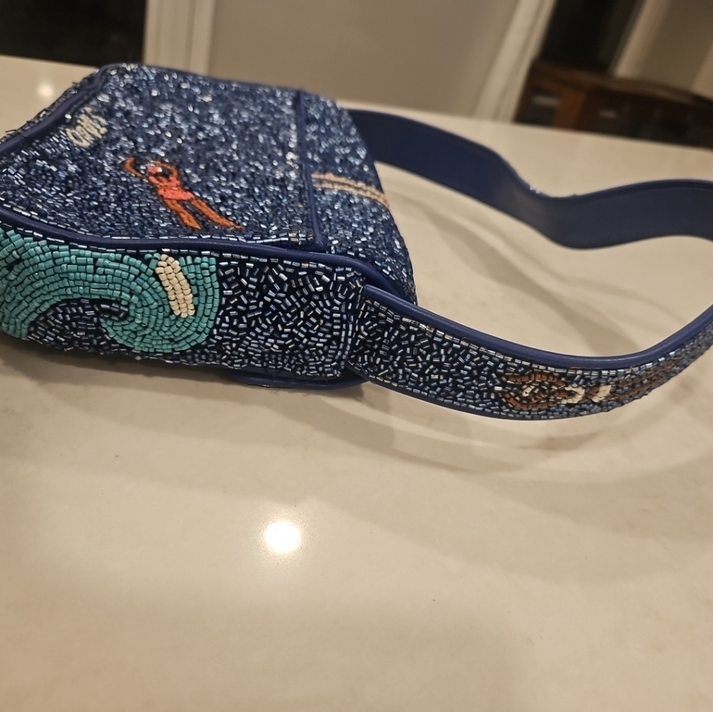 Staud Tommy Bag Beaded Blue Swimmers Shoulder Bag - Picture 5 of 7